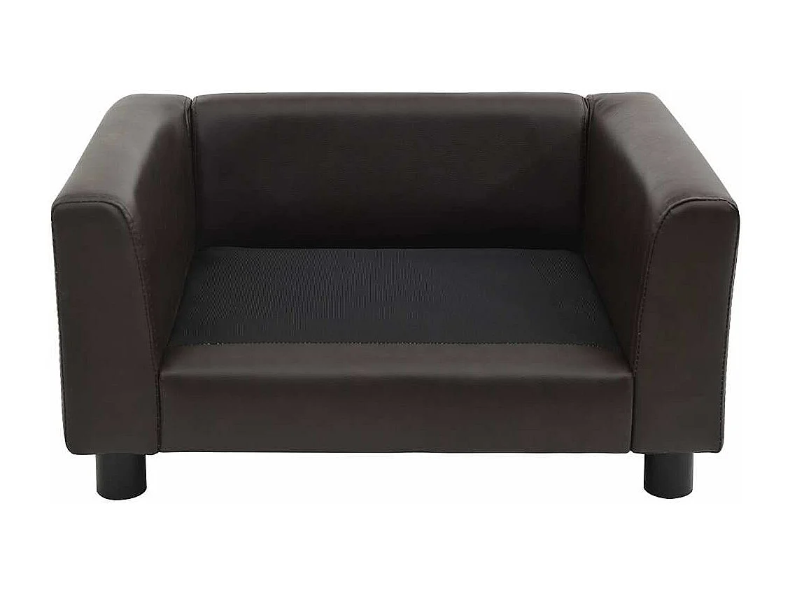 Divano per cani marrone 60x43x30 cm in peluche e similpelle