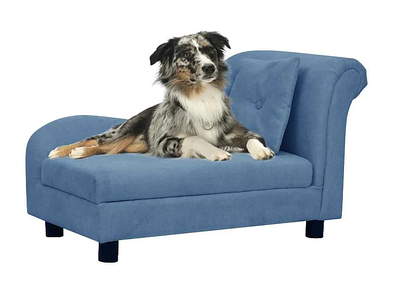 Divano per cani con cuscino blu 83x44x44 cm peluche