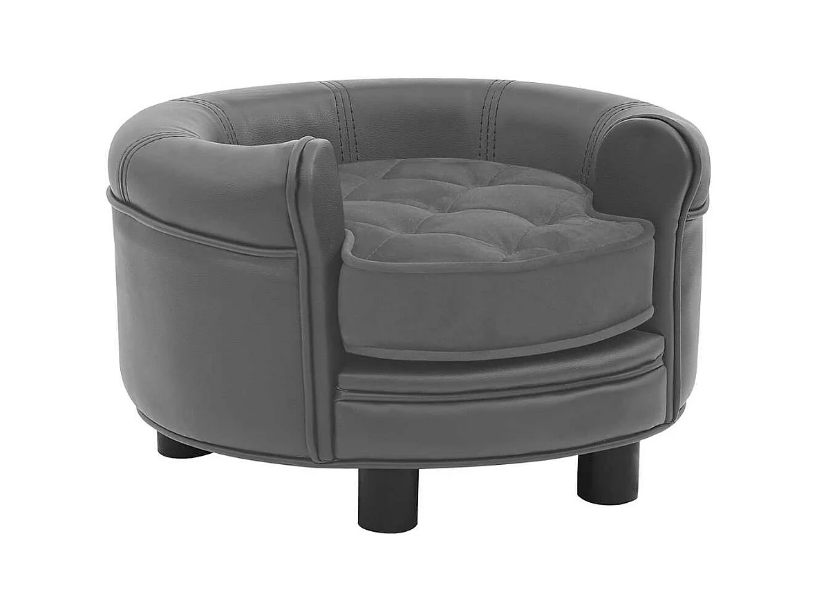 Canapé pour chien Gris 48x48x32 cm Peluche et similicuir