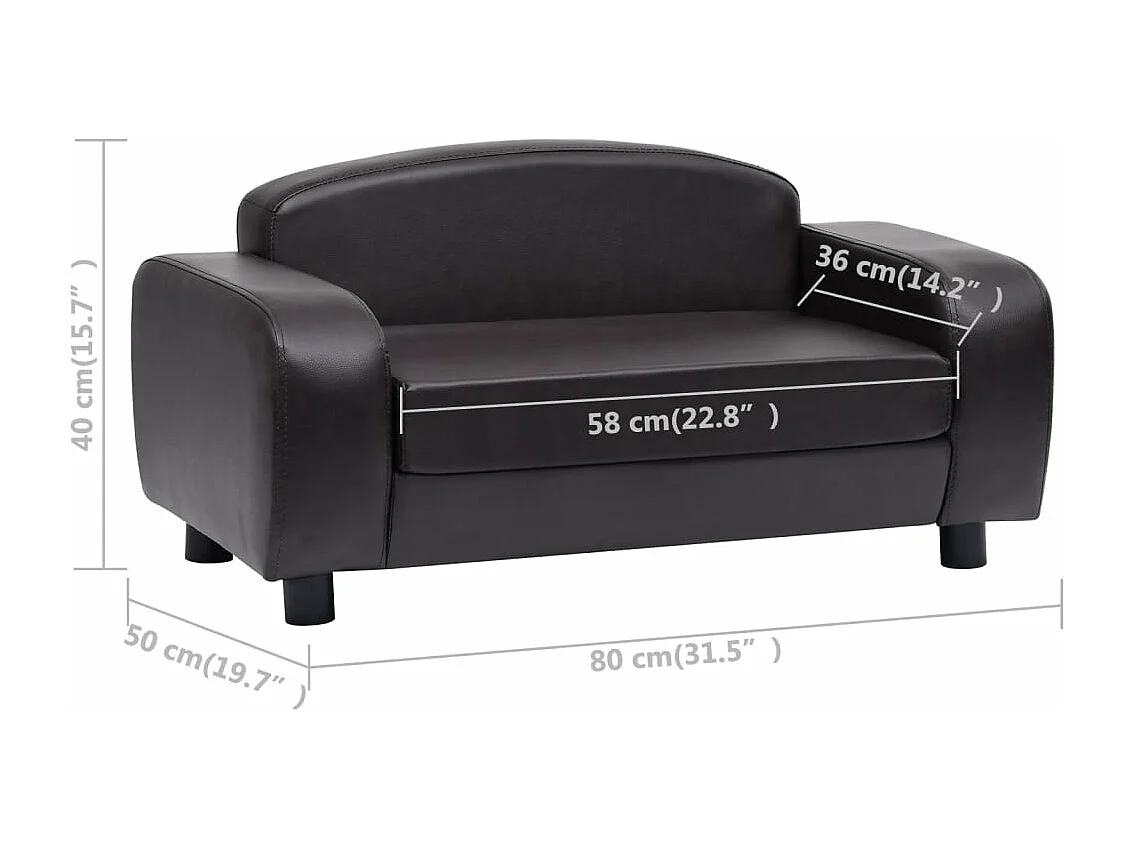 Divano per cani marrone 80x50x40 cm in similpelle