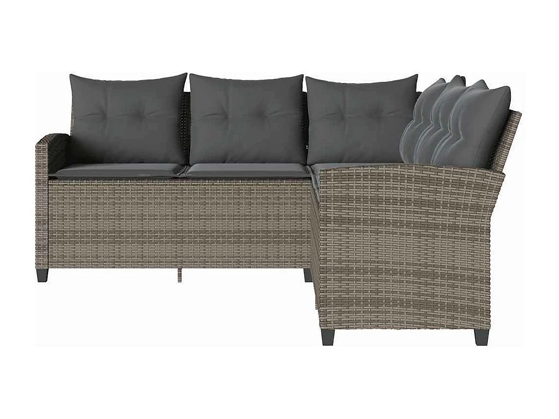 Sofás en forma de L con cojines de mimbre de resina gris