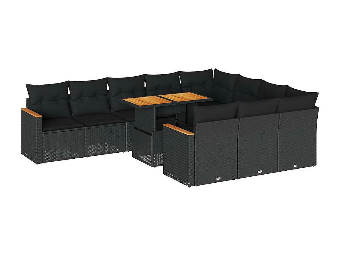 11 tlg. Gartensofagarnitur mit Kissen Akazienrattan