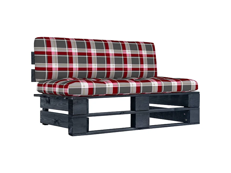 Sofá central de jardín negro palet madera de pino impregnado