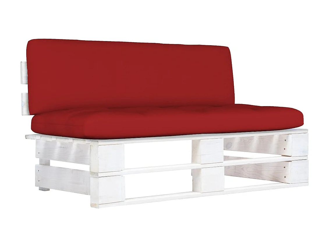 Sofá central de palets para jardín de madera de pino impregnada color blanco