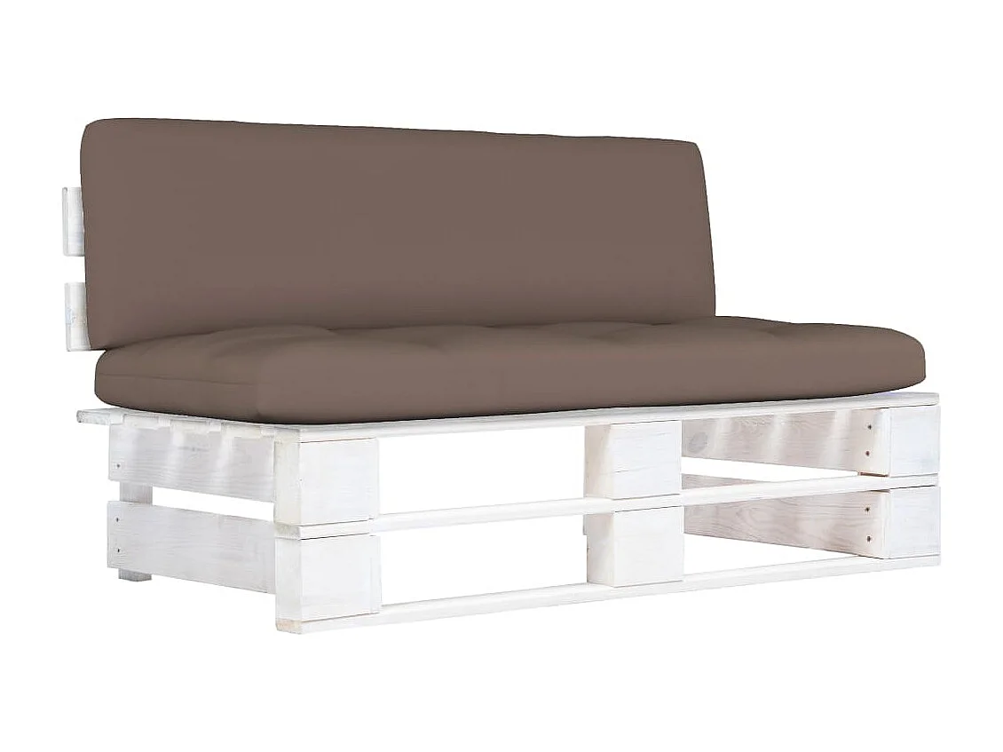 Canapé central palette de jardin Blanc Bois de pin imprégné