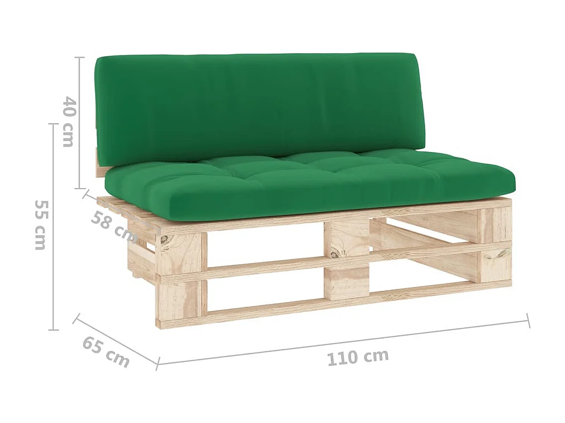 Canapé central palette de jardin bois de pin imprégné