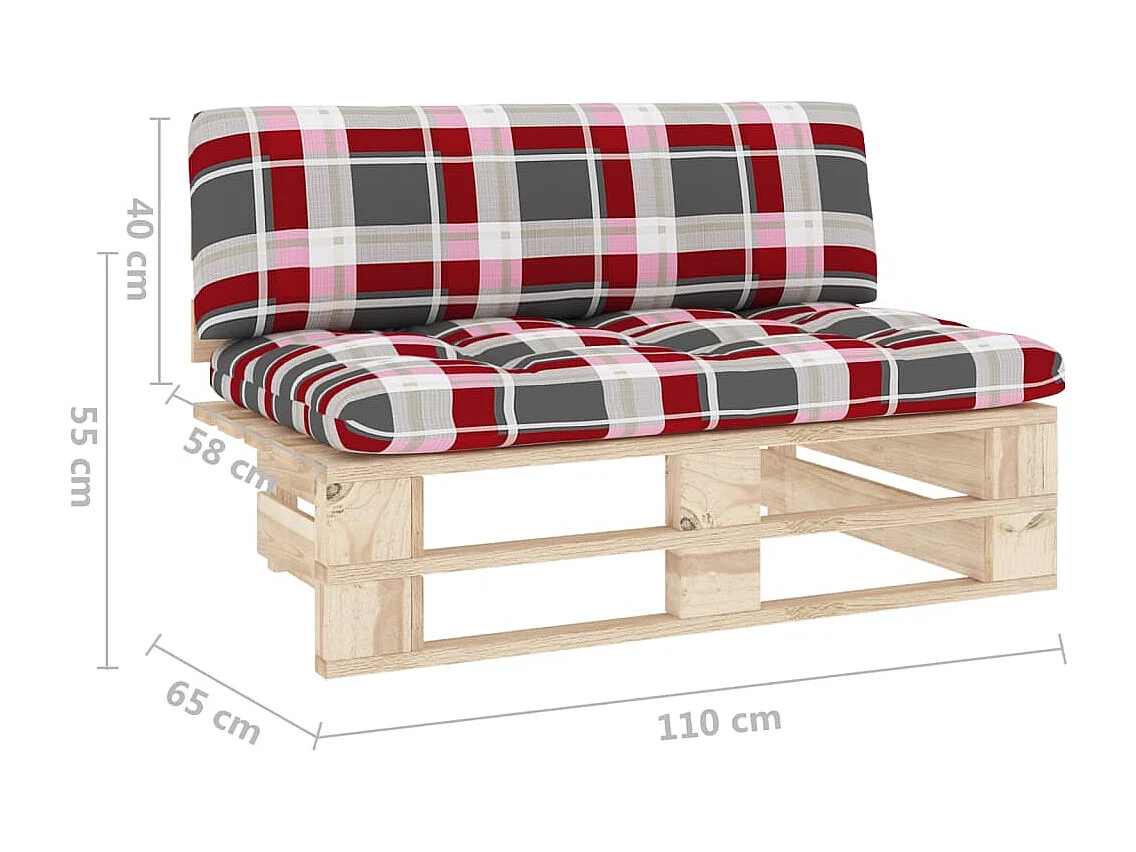 Canapé central palette de jardin bois de pin imprégné