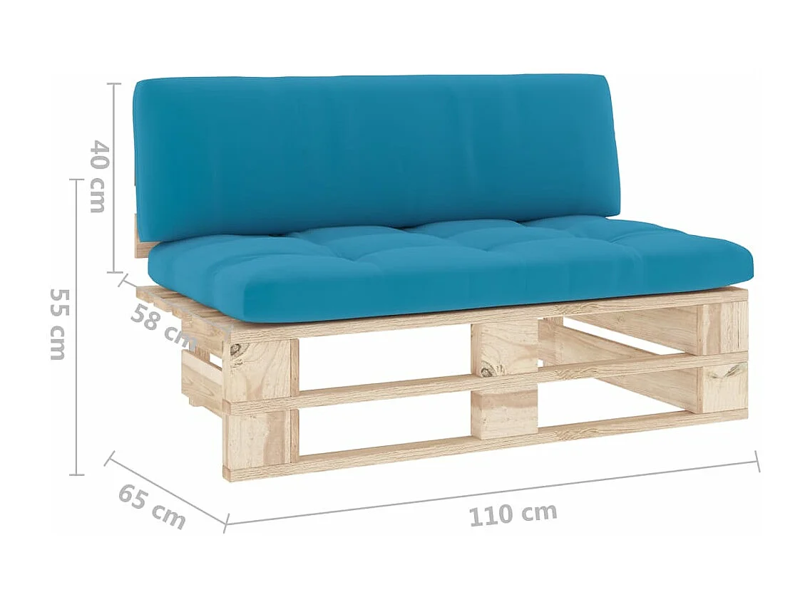 Sofá central de jardim palete madeira de pinho impregnada