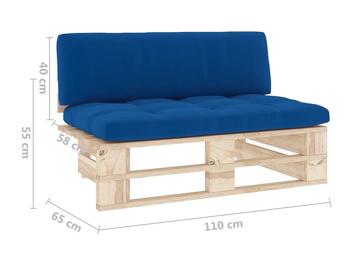Canapé central palette de jardin bois de pin imprégné