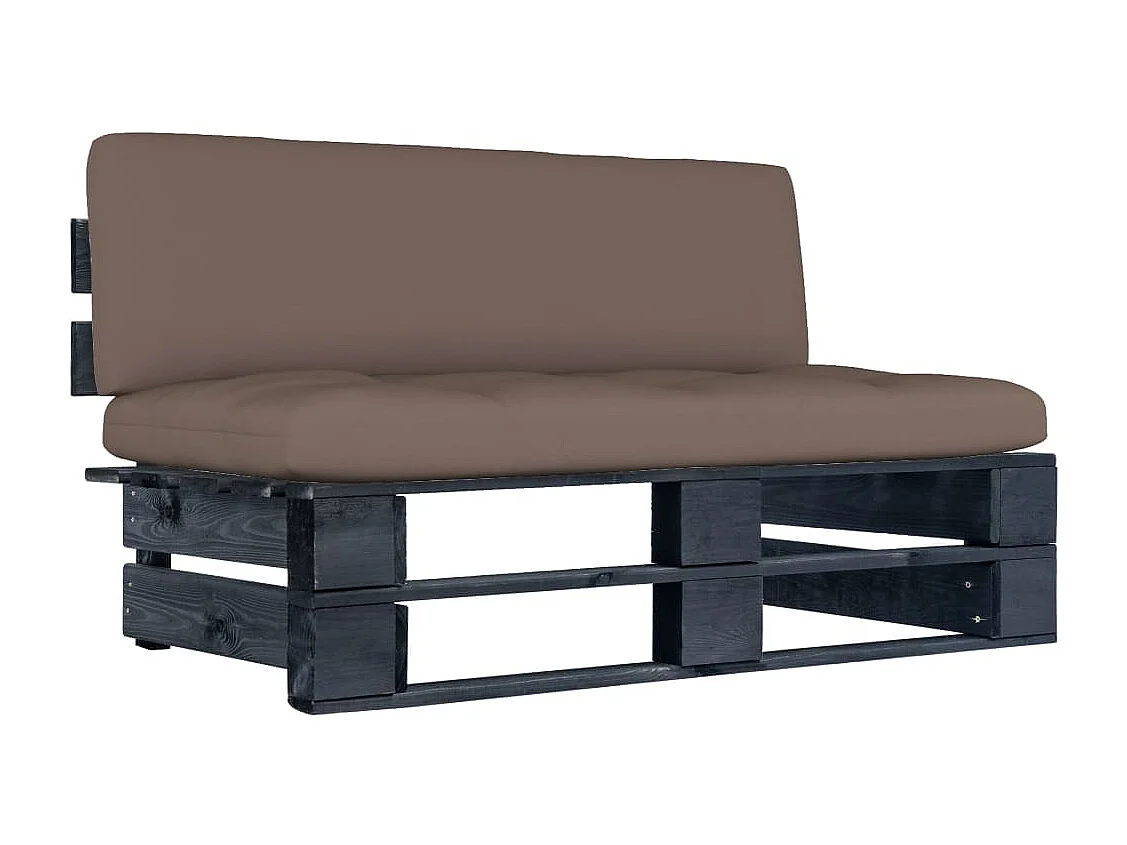 Sofá central preto palete de jardim madeira de pinho impregnada