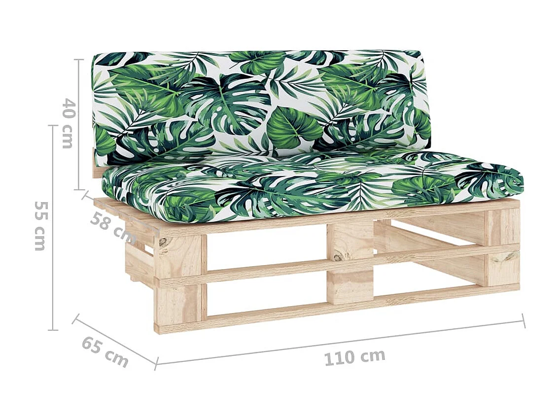 Canapé central palette de jardin bois de pin imprégné