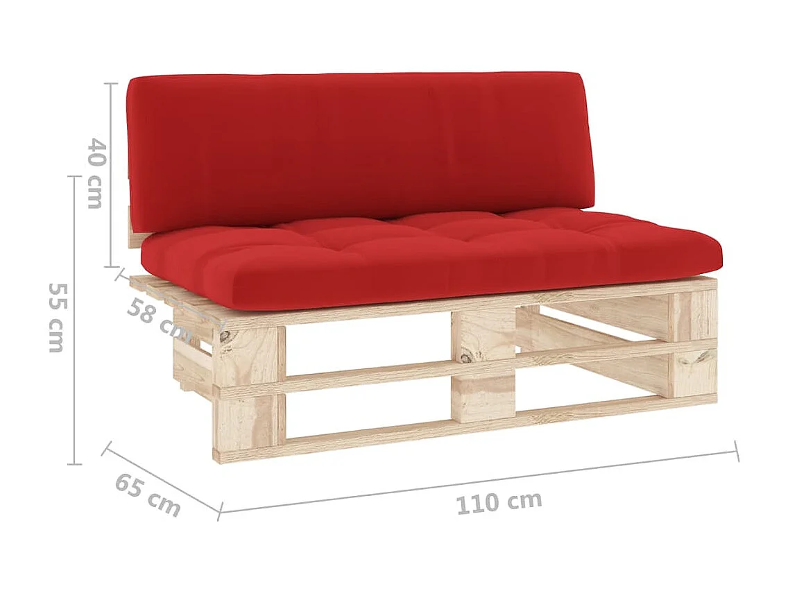 Canapé central palette de jardin bois de pin imprégné