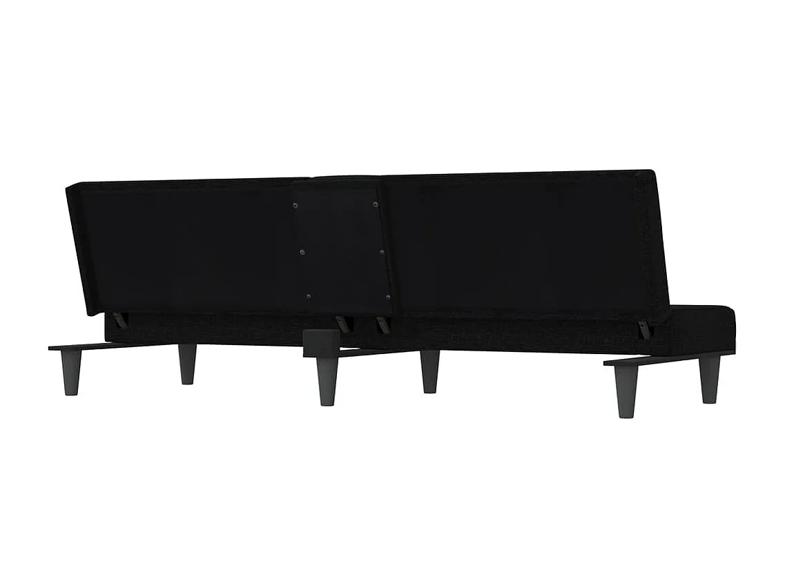 Canapé-lit avec porte-gobelets noir tissu