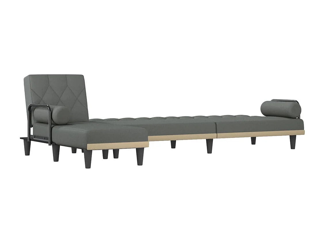 Sofá-cama em L cinza escuro 260x140x70 cm tecido