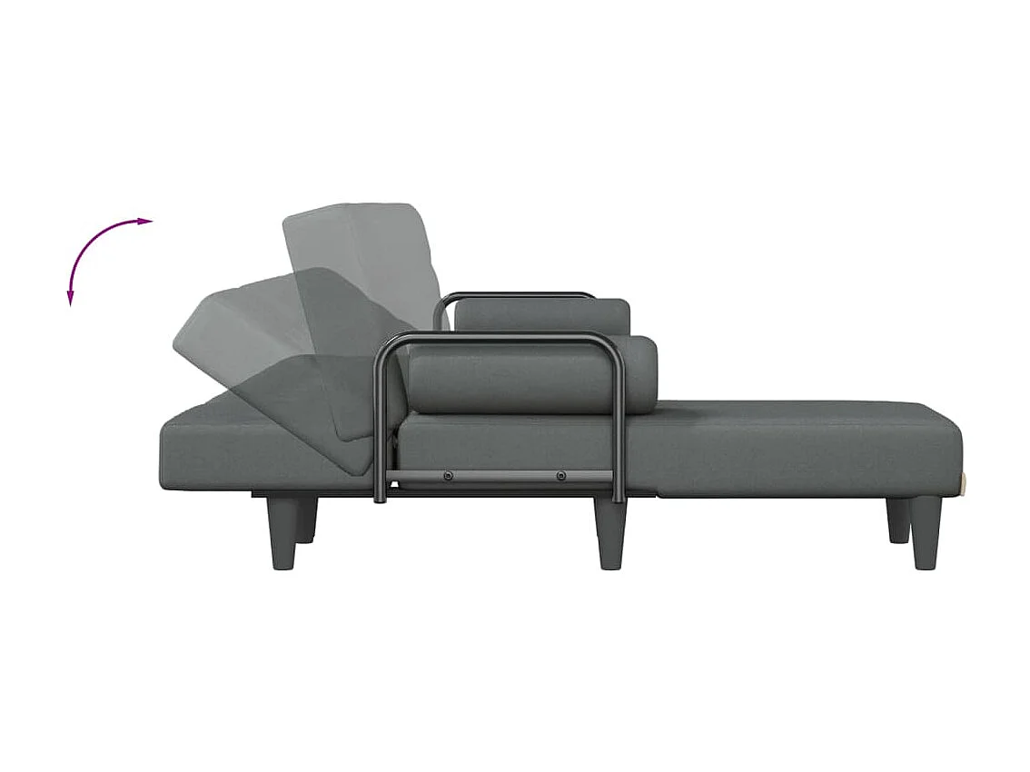 Sofá-cama em L cinza escuro 260x140x70 cm tecido