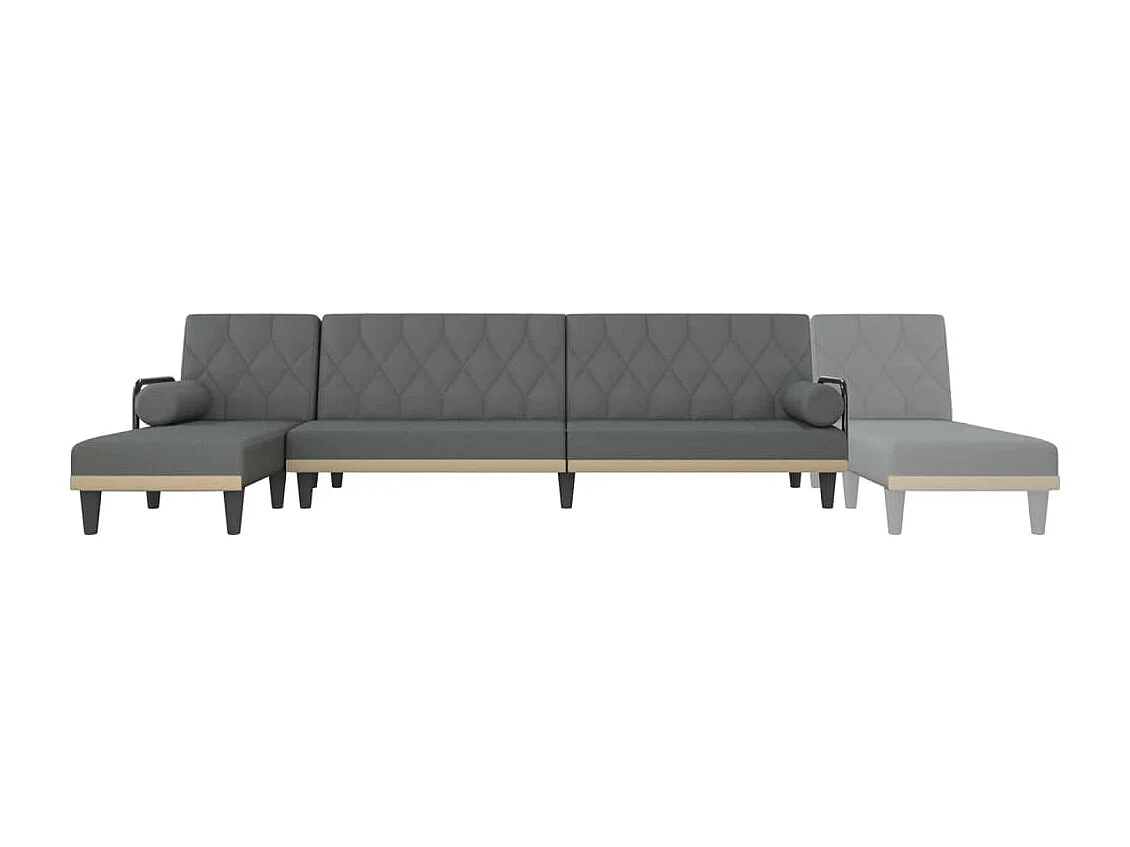 Sofá-cama em L cinza escuro 260x140x70 cm tecido