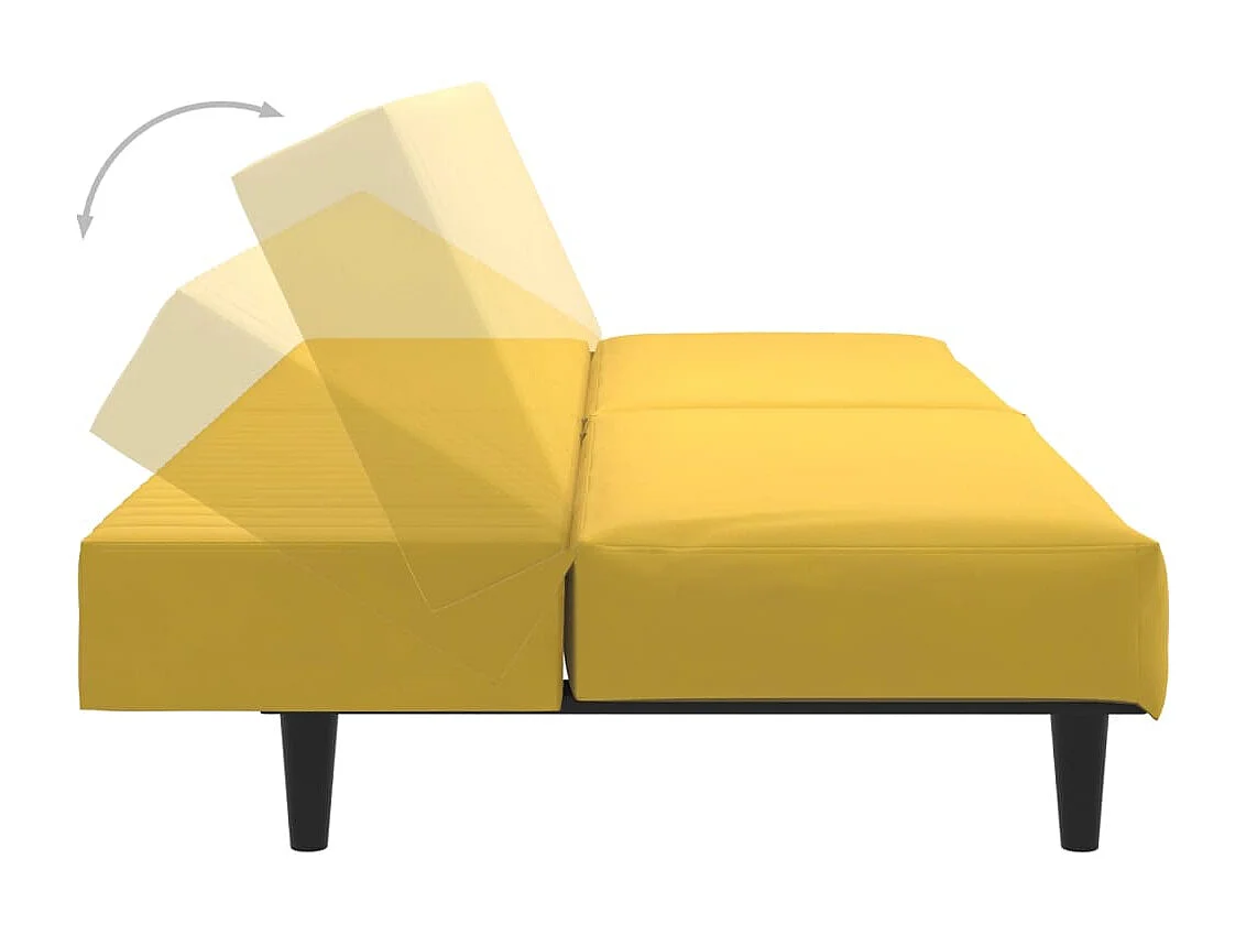 Sofá cama de 2 plazas de terciopelo amarillo