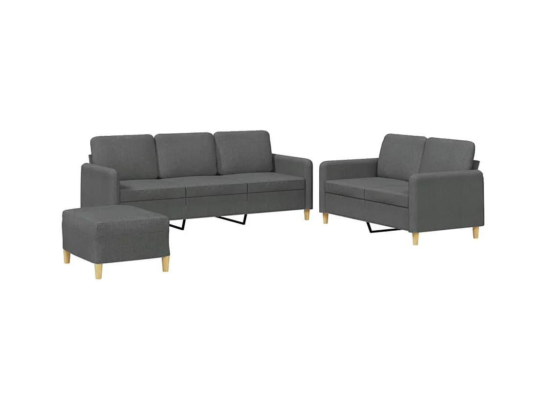 Ensemble de canapés 3 pcs avec coussins Gris foncé Tissu
