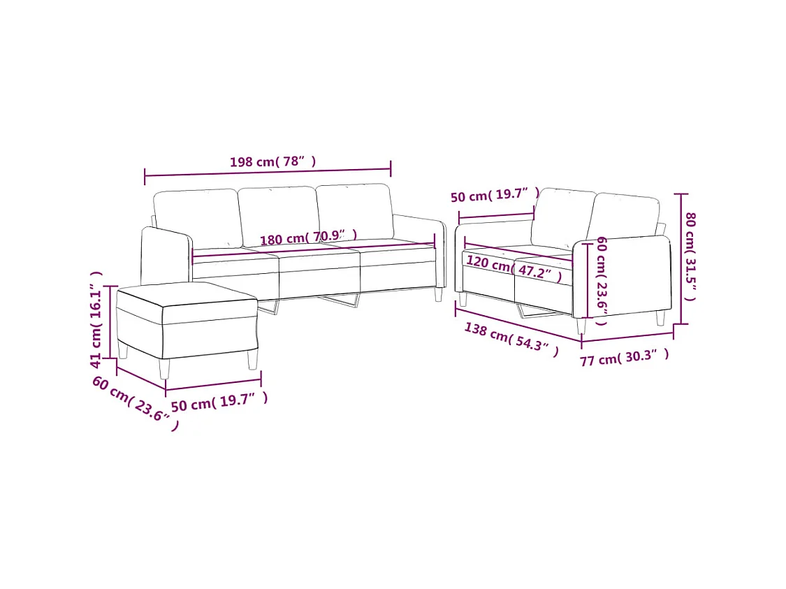 Ensemble de canapés 3 pcs avec coussins Gris foncé Tissu