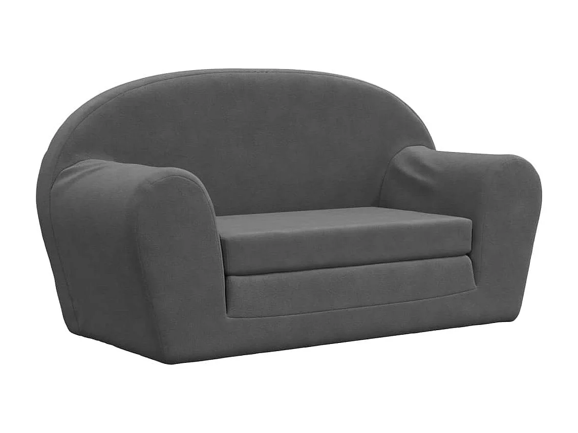 Sofá cama infantil 2 plazas antracita peluche suave