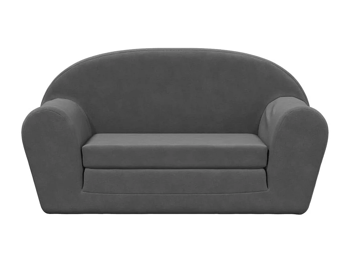 Canapé-lit pour enfants 2 places anthracite peluche douce