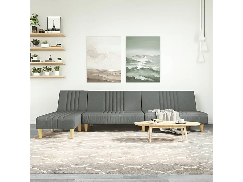 Divano letto a L grigio scuro 255x140x70 cm tessuto