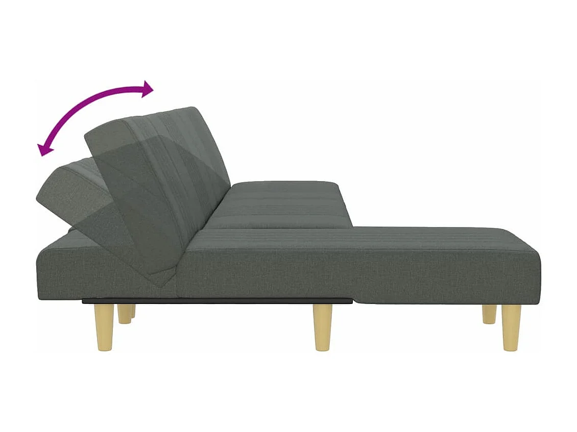 Canapé-lit en forme de L gris foncé 255x140x70 cm tissu