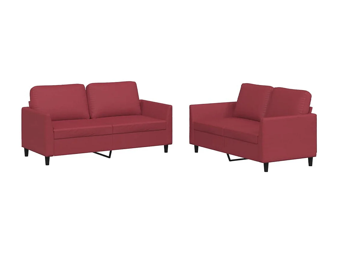 Ensemble de canapés 2 pcs et coussins Rouge bordeaux Similicuir