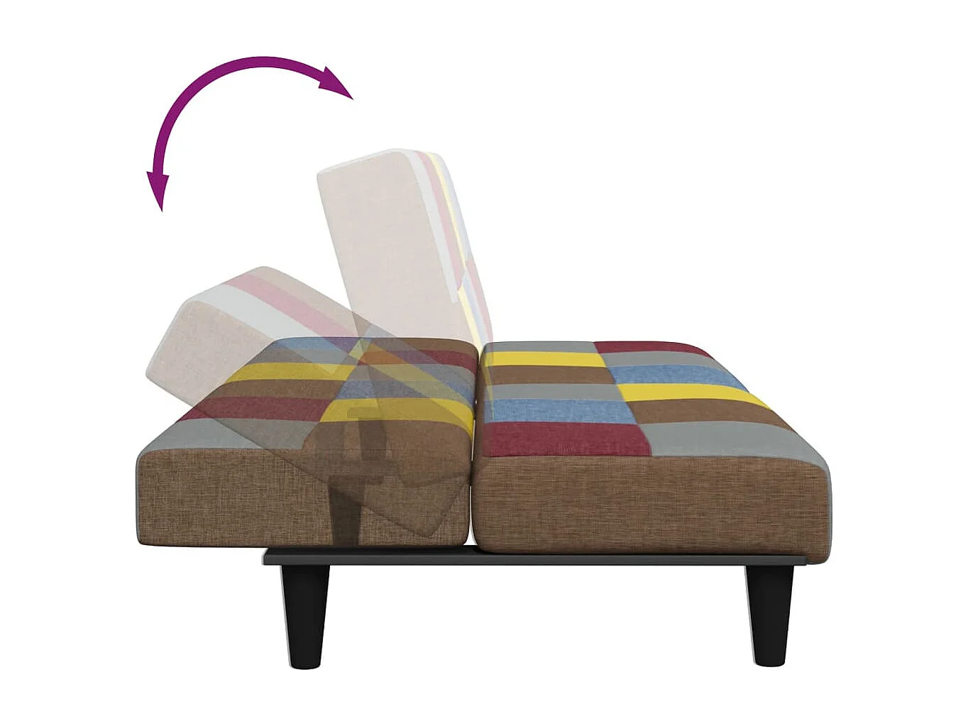 Canapé-lit à 2 places avec repose-pied patchwork tissu