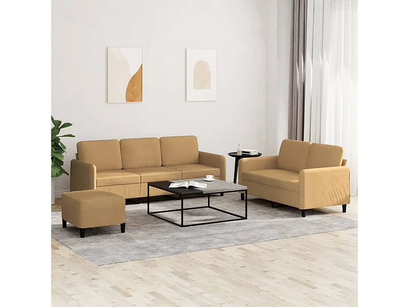 Set di 3 divani in velluto marrone