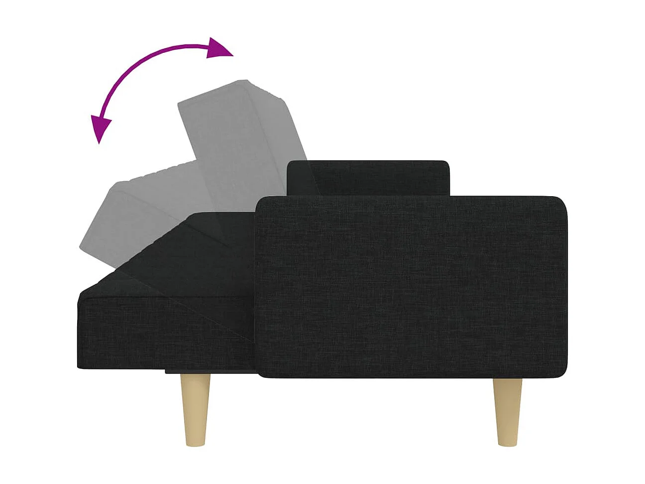 Sofá cama 2 plazas con reposapiés tela negra