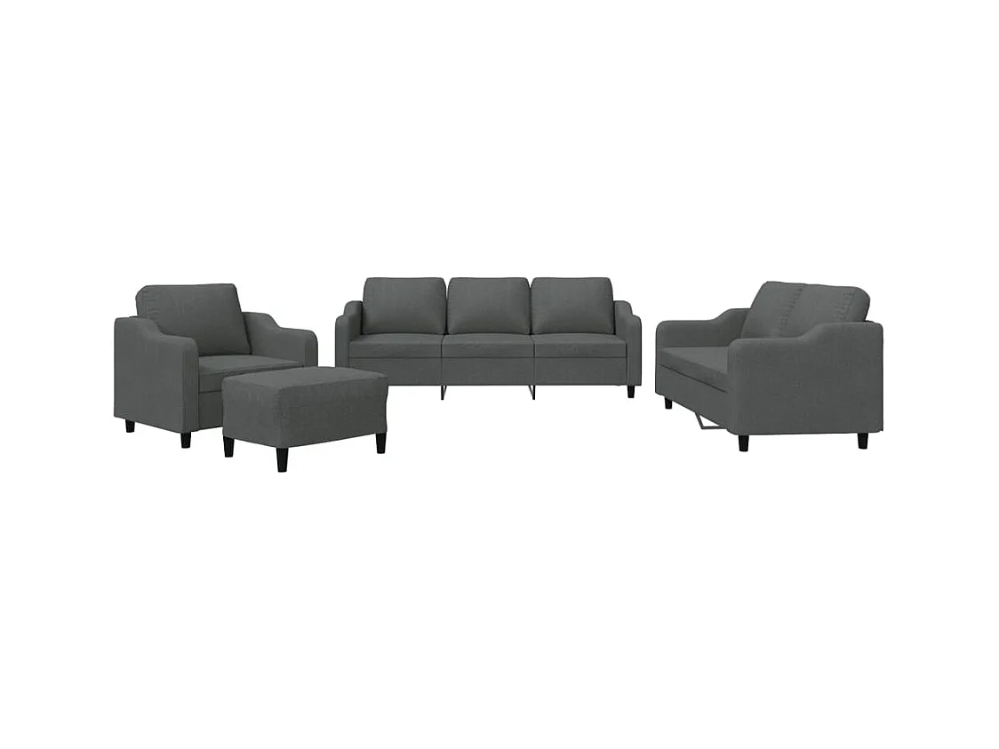 Set di 4 divani con cuscini in tessuto grigio scuro