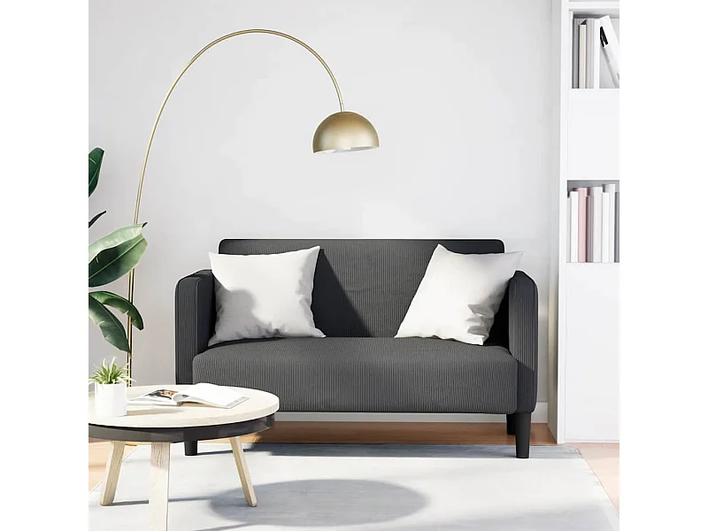 Divano a due posti grigio scuro 109 cm tessuto velluto a coste