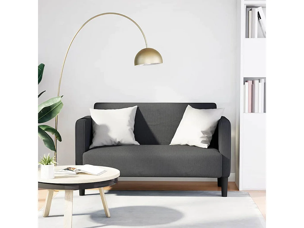 Canapé causeuse gris foncé 109 cm tissu velours c?telé