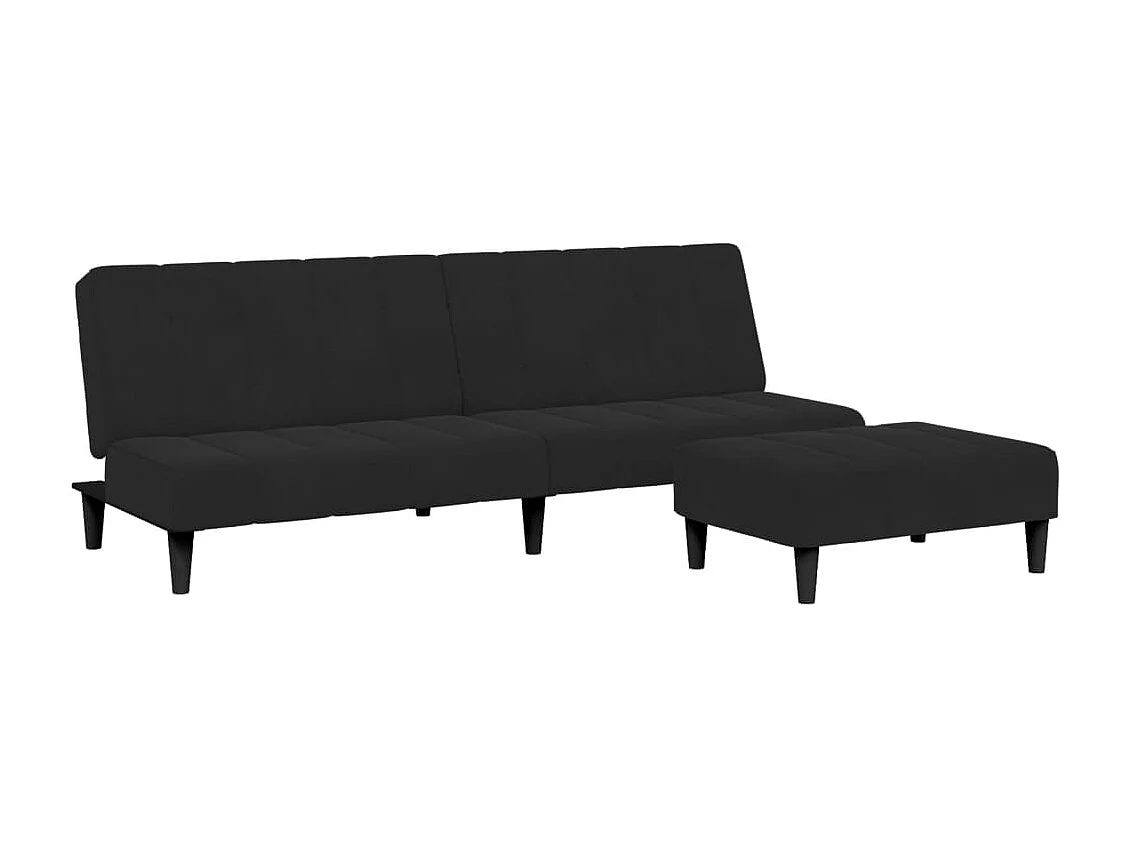 Sofá cama 2 plazas con reposapiés terciopelo negro