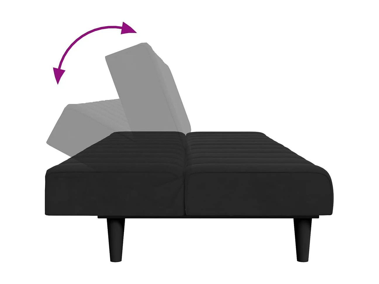 Sofá cama 2 plazas con reposapiés terciopelo negro