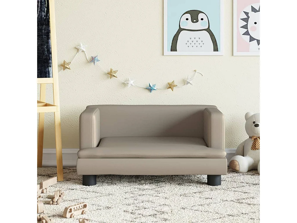 Sofá infantil cappuccino 60x40x30 cm imitação de pele