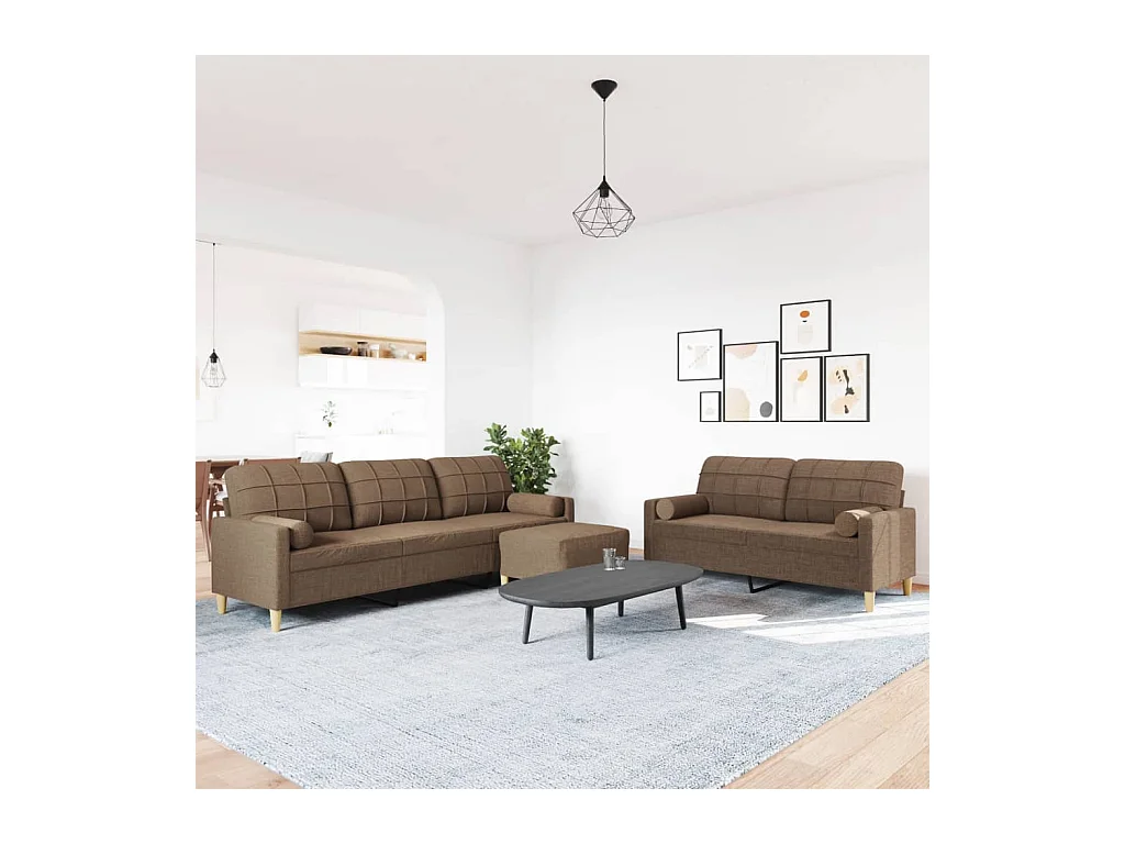 Ensemble de canapés 3 pcs repose-pied et coussins décoratifs