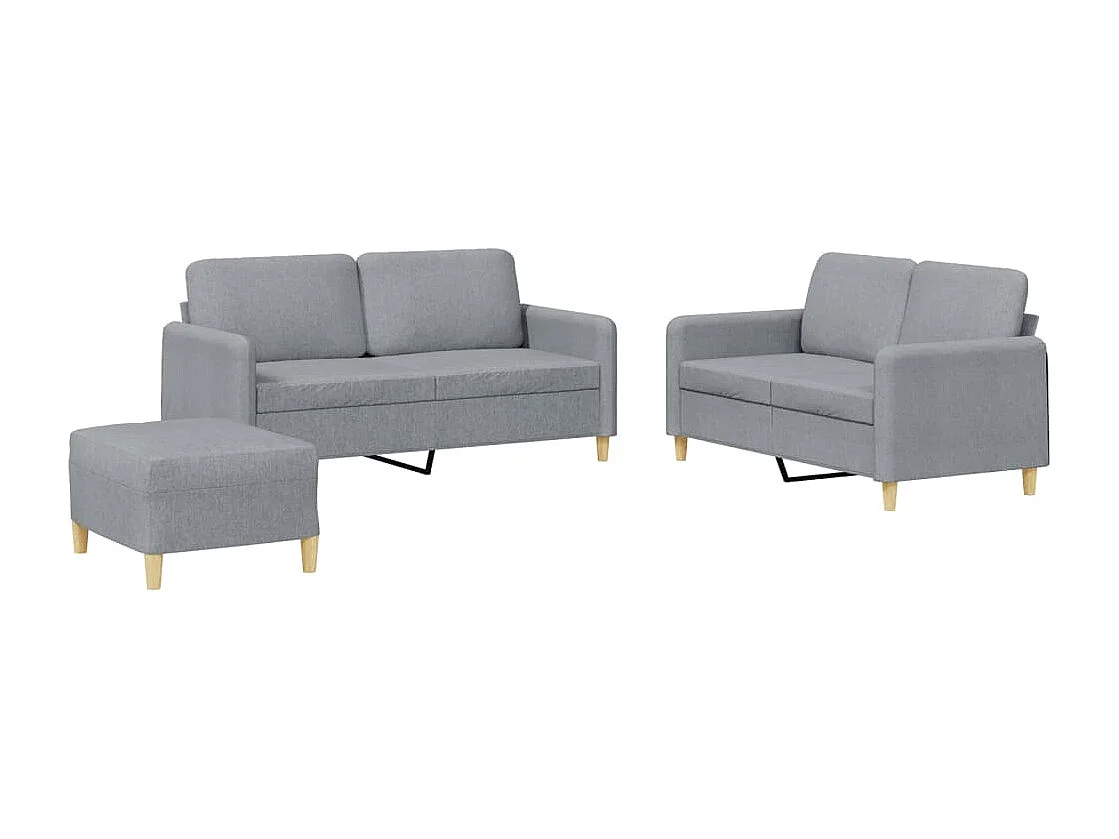 Ensemble de canapés 3 pcs avec coussins Gris clair Tissu