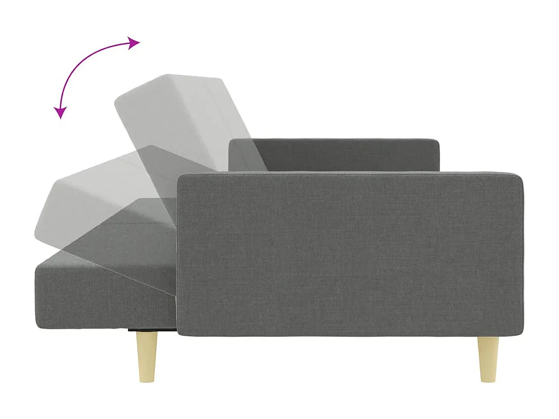 2-Sitzer-Schlafsofa mit Fußstütze, dunkelgrauer Stoff