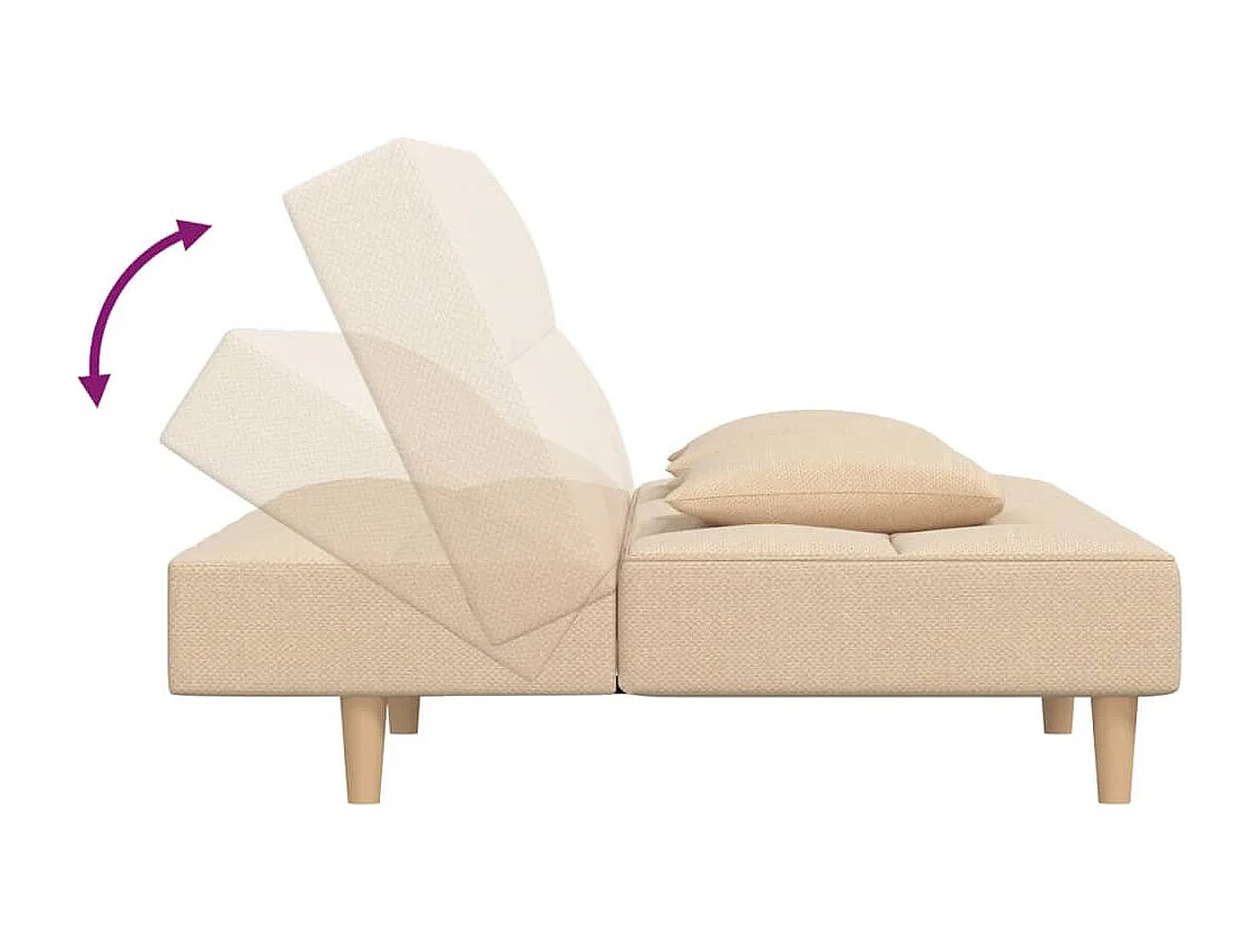 Sofá cama 2 lugares com duas almofadas tecido creme