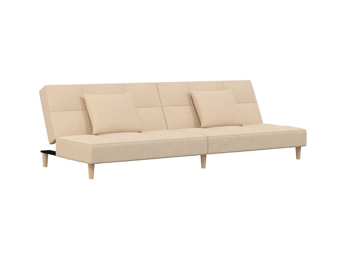 Divano letto 2 posti con due cuscini tessuto crema