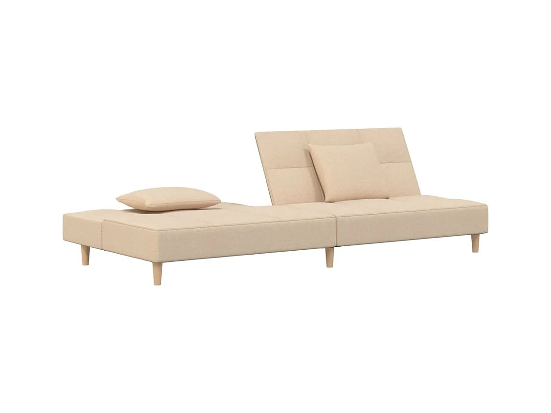 Divano letto 2 posti con due cuscini tessuto crema