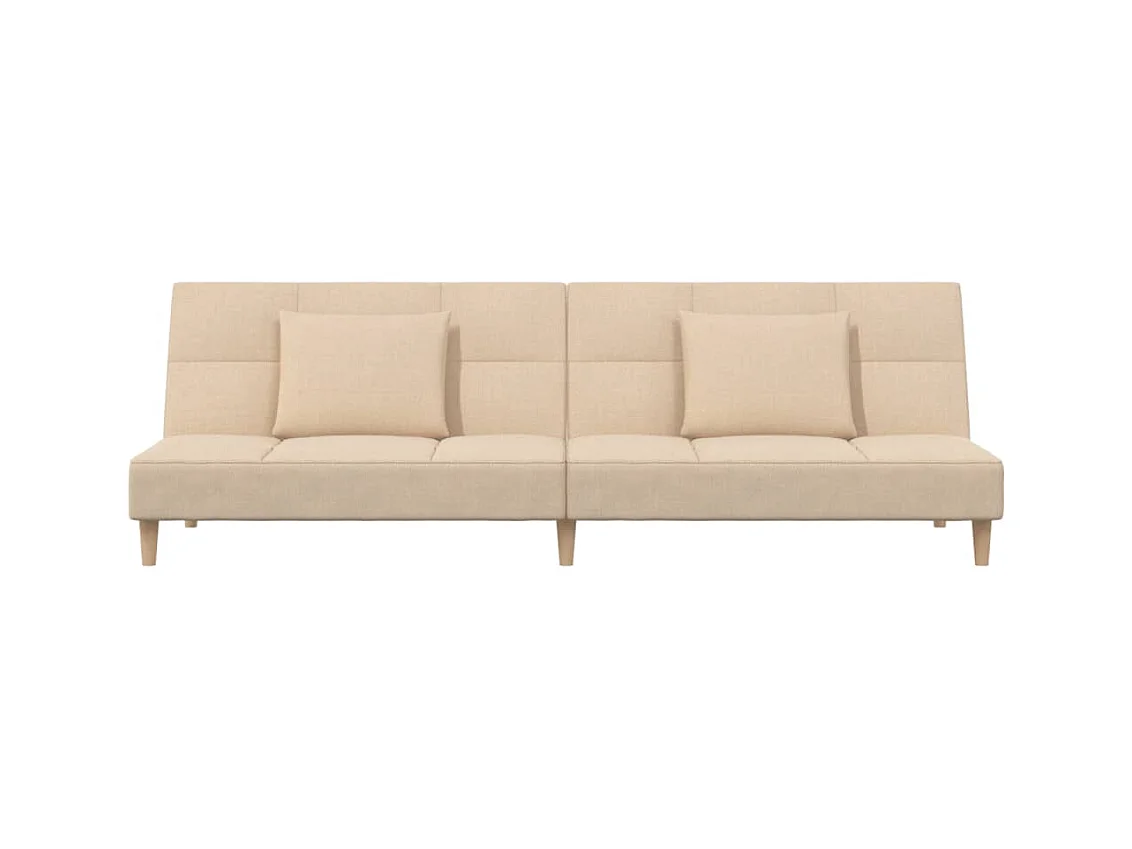 Divano letto 2 posti con due cuscini tessuto crema