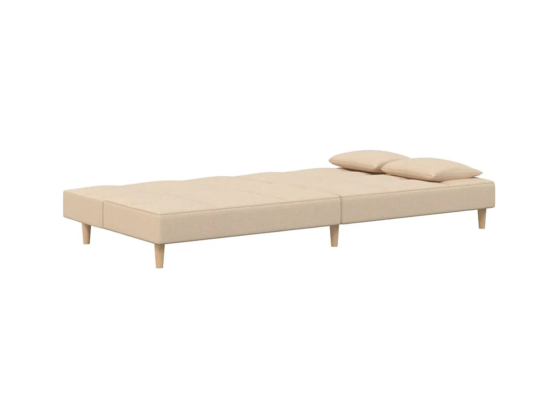 Divano letto 2 posti con due cuscini tessuto crema