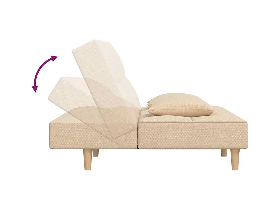 Divano letto 2 posti con due cuscini tessuto crema