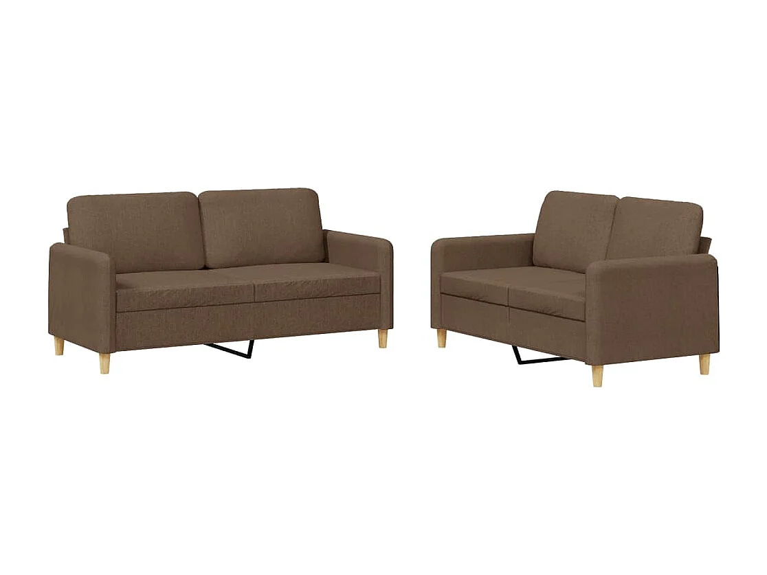 Ensemble de canapés 2 pcs avec coussins Marron Tissu