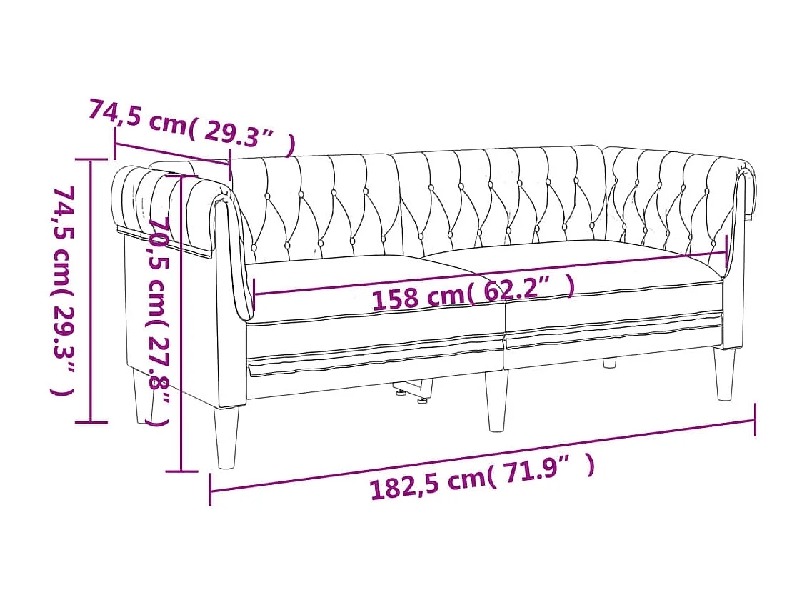 Ensemble de canapés 2 pcs crème tissu