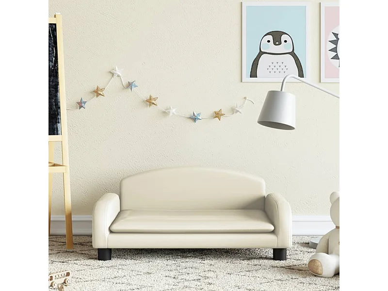 Sofá infantil creme 70x45x30 cm imitação de pele