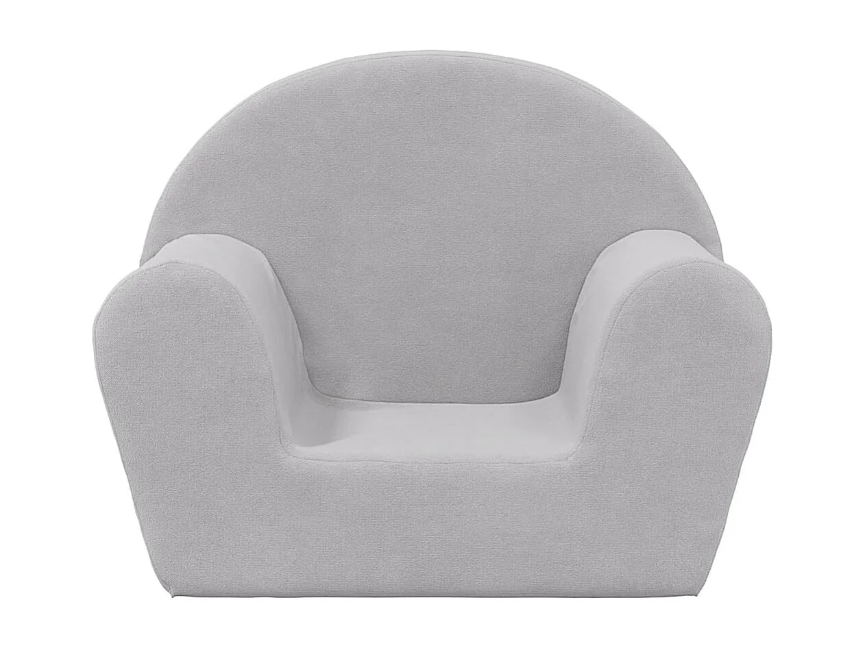 Divano per bambini grigio chiaro in morbido peluche